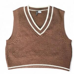 Brown V-Neck Sweater Vest - H&M Divided - Size Medium
